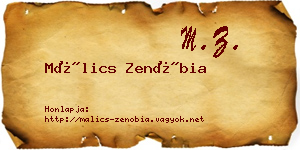 Málics Zenóbia névjegykártya